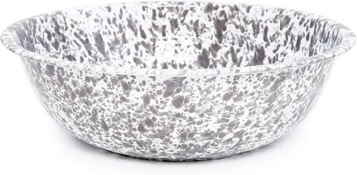 Miniatura 4 de Enamelware Cuenca Mediana, 8 cuartos de galón, Negro/Blanco Splatter (individual)