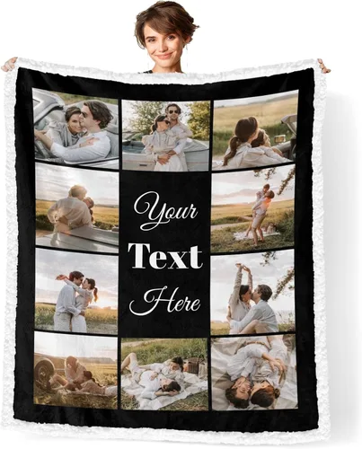 Miniatura 38 de Manta personalizada con fotos, mantas personalizadas con imagen para madre, padre, niños, hermana, amigos, parejas, cumpleaños, 1 foto, 30 x 40