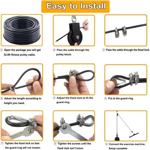 Miniatura 4 de Cable de polea de fitness, accesorios de máquina de cable de repuesto para gimnasio en casa, reemplazo de cable de gimnasio, revestimiento de TPU