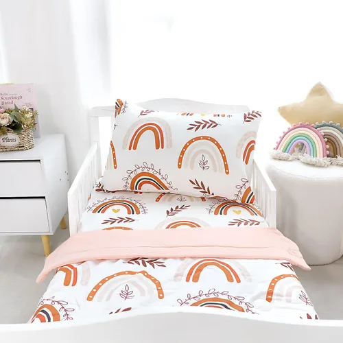 Miniatura 8 de Pea Pod Juego de ropa de cama de muselina para niños pequeños arcoíris de 3 piezas - Ropa de cama suave y transpirable para cuna con sábana