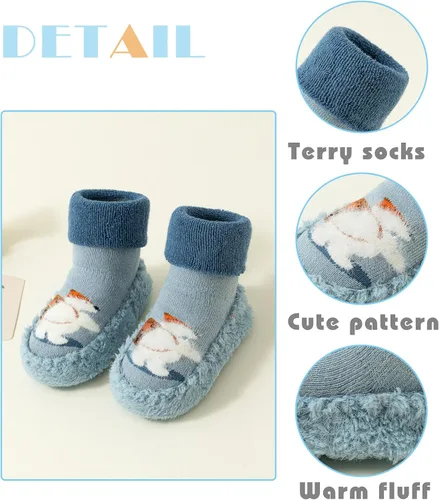Miniatura 6 de Happy Cherry 3 pares de calcetines de algodón para bebés, calcetines antideslizantes de dibujos animados