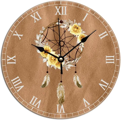 Miniatura 4 de ArogGeld Reloj de pared redondo de madera de granja, 10 pulgadas, funciona con pilas, reloj de pared decorativo con movimiento de barrido
