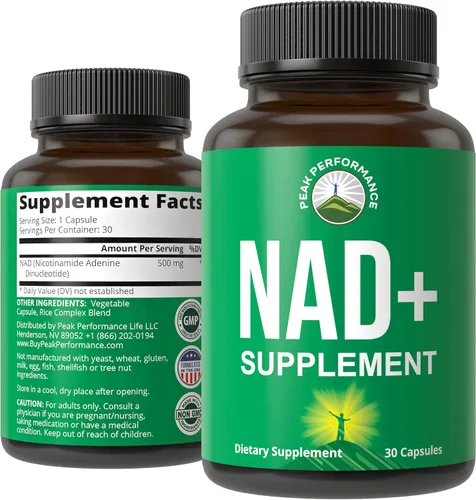 Peak Performance Suplemento NAD de ultra alta pureza para mujeres y hombres - NAD+ similar a la ribósido de nicotinamida - Apoya la energía, la