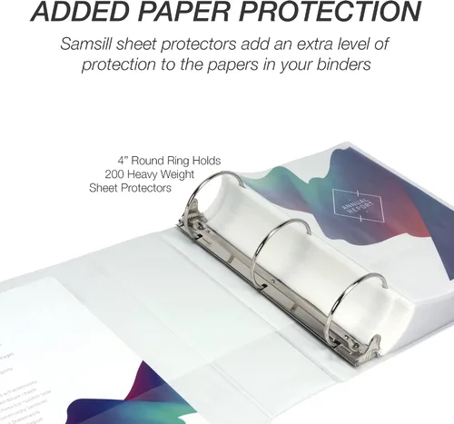 Miniatura 265 de Samsill - Carpeta duradera de 5 pulgadas, fabricada en los Estados Unidos, con anillos en D, transparente y personalizable, color blanco