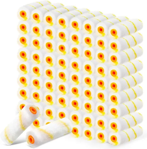 Leumoi Juego de 200 piezas de mini rodillo de pintura de 4 pulgadas, para siesta de 1/2 pulgada, pequeñas cubiertas de rodillo de microfibra para