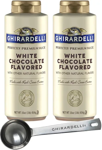 Miniatura 12 de Ghirardelli Salsa de caramelo, botella exprimible de 16 onzas (paquete de 2) con cuchara de barista estampada Ghirardelli