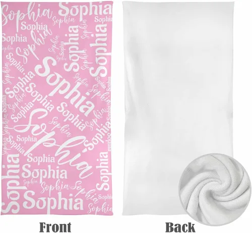 Miniatura 4 de InterestPrint Toalla de playa personalizada para mujeres y hombres, texto blanco y negro, toallas de playa personalizadas con nombres, manta