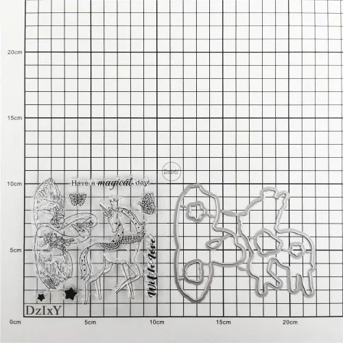 Miniatura 3 de DzIxY Swans Unicorn Sellos transparentes y troqueles de corte de metal para hacer tarjetas, kit de papel para álbumes de recortes, suministros