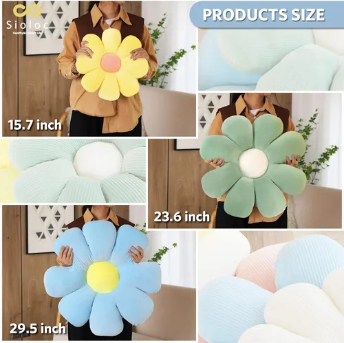 Miniatura 5 de Sioloc - Almohada en forma de flor - Cojín para las nalgas y cojín de asiento, bonita decoración de habitación y almohada de felpa para dormitorio