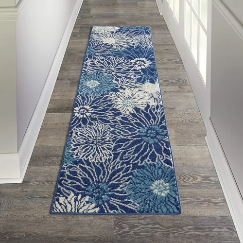 Miniatura 18 de Nourison Passion - Alfombra azul, de 6 pies, 7 pulgadas x 9 pies, 6 pulgadas, floral, campestre, fácil de limpiar, no desprende pelo