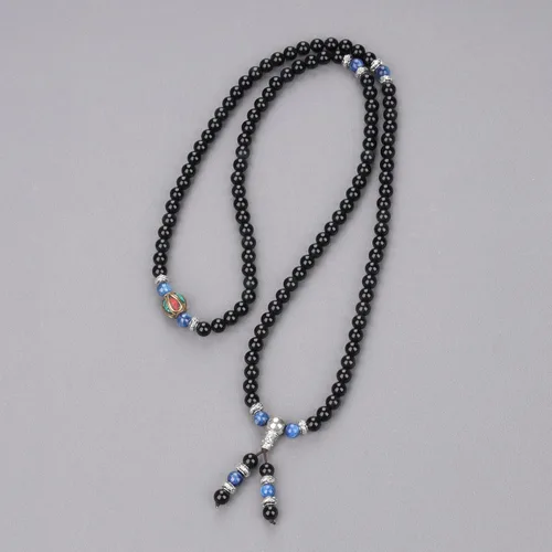 Miniatura 4 de COAI Pulsera de piedra obsidiana negra Collar Mala Beads 108