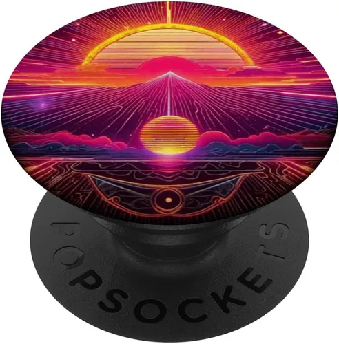 Miniatura 6 de Retro 80s Movie Synthwave Vaporwave Decor Hippie Sun Print PopSockets MagSafe PopGrip for iPhone
