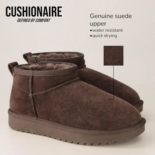Miniatura 103 de CUSHIONAIRE, Hip 2 - Botas de nieve de gamuza auténtica para mujer, sin cordones, con cómodo forro de piel de oveja sintética + espuma viscoelástica