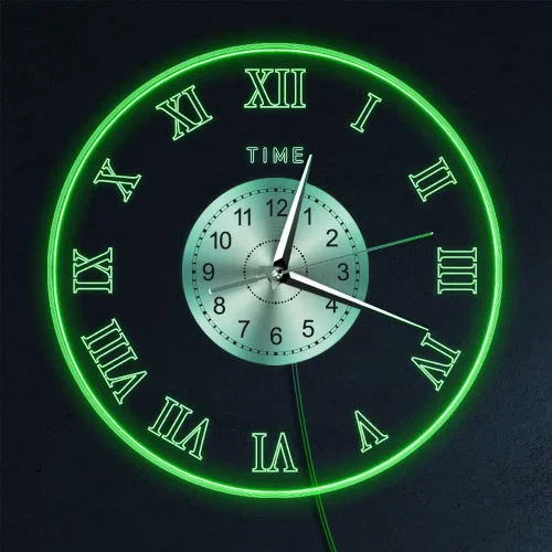 Reloj de pared con número romano de 12 pulgadas con 7 colores cambiantes, reloj luminoso vintage silencioso sin tictac con luz nocturna, fácil de