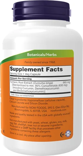 Miniatura 2 de NOW Suplementos, curcumina de cúrcuma, derivada del extracto de raíz de cúrcuma, suplemento de hierbas, 120 cápsulas vegetales