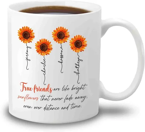 Miniatura 21 de Taza de café personalizada con diseño de flores con texto en inglés "If Friends Were Flowers I'd Pick You", taza de café de 11 onzas, 15 onzas