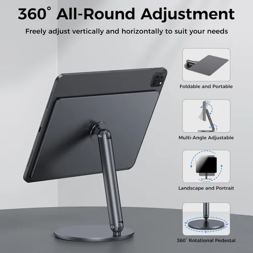 Miniatura 4 de BENKS Soporte magnético para iPad Air de 11 pulgadas M3/M2 y Air 4ª/5ª, iPad Pro de 11 pulgadas de 1ª/2ª/3ª/4ª generación, base giratoria de 360°