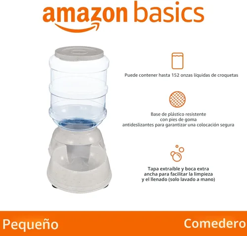 Miniatura 2 de Amazon Basics Comedero para mascotas con alimentación por gravedad para perros y gatos, pequeño, capacidad de 6 libras, gris
