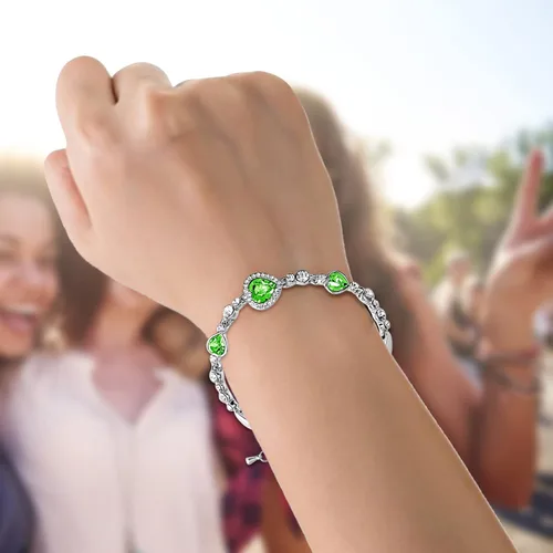 Miniatura 3 de Pulsera de cristal de corazón de amor pulsera de moda para mujer accesorios para niñas paquete de aretes verde talla única