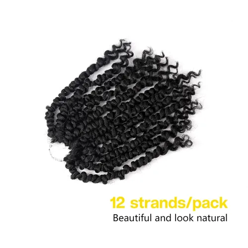 Miniatura 5 de Cabello Passion Twist – 8 pulgadas Passion Twist Crochet Hair para mujer, 8 paquetes de cabello rizado pretrenzado Passion Twists extensiones de 1b