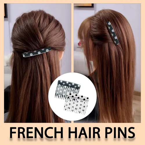 Miniatura 2 de 2 peines laterales franceses para mujer, accesorios para peinar el cabello, pinzas decorativas para el cabello (lunares)