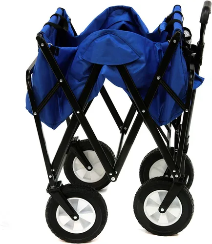 Miniatura 3 de Mac Sports - Carrito plegable con marco de acero resistente, capacidad de 150 libras, para exteriores, campamento, jardín, utilitario, color azul