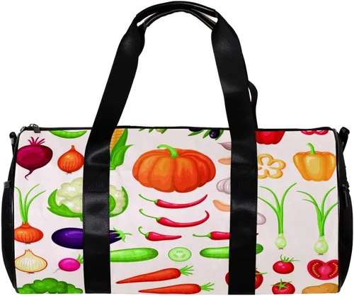 LEVEIS Healthy Vegetables Sports Duffel Bag Travel Tote Carry on Weekender Gym Overnight Bag for Men & Women