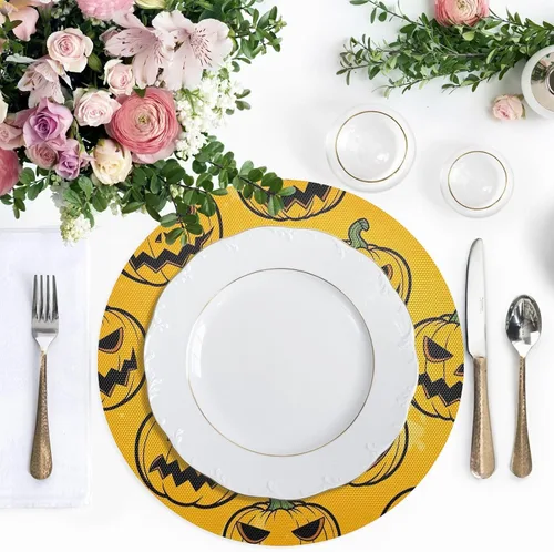 Miniatura 5 de Spooky Pumpkin Orange Placemat, Non Slip Dining Table Heat for Kitchen one sizex4