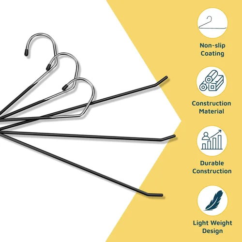 Miniatura 5 de Lifemaster Juego de perchas de metal para pantalones - 50 piezas Elegante juego de perchas para guardarropa con ahorro de espacio y antideslizantes