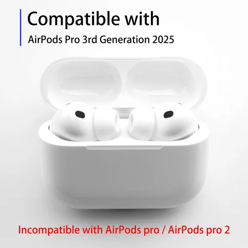 Miniatura 2 de Almohadillas de repuesto de espuma viscoelástica para AirPods Pro 3, protección de silicona, máxima comodidad, 3 pares (blanco, surtido S/M/L)