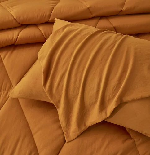 Miniatura 6 de Chezmoi Collection Rory - Juego de edredón de microfibra acolchada triangular de 2 piezas, ropa de cama geométrica ligera lavada suave, individual