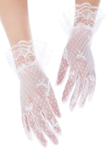 Miniatura 4 de SATINIOR Ladies Lace Gloves for Women Tea Party Elegant Mesh Dress up Gloves for Halloween Prom Cosplay Opera Parties Wedding