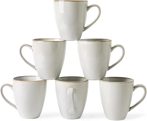 Miniatura 17 de MONITO Juego de 6 tazas de café de 14 onzas, modernas tazas de café de cerámica grandes con asa para té/latte/leche/cacao, divertidas tazas de té