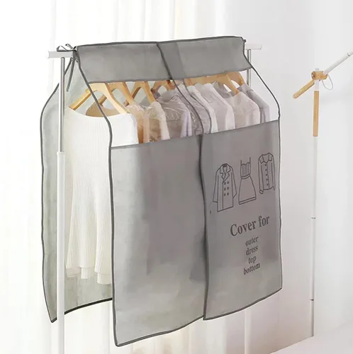 Miniatura 3 de Bolsas de ropa para colgar ropa, 43. 7 bolsas transparentes para colgar ropa para armario, cubierta inferior cerrada para perchero, protector