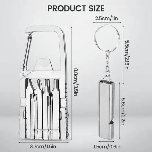 Miniatura 2 de Miniherramienta 13 en 1 para romper mandíbulas, mini herramienta de defensa personal, mini herramienta con abridor de botellas, soporte