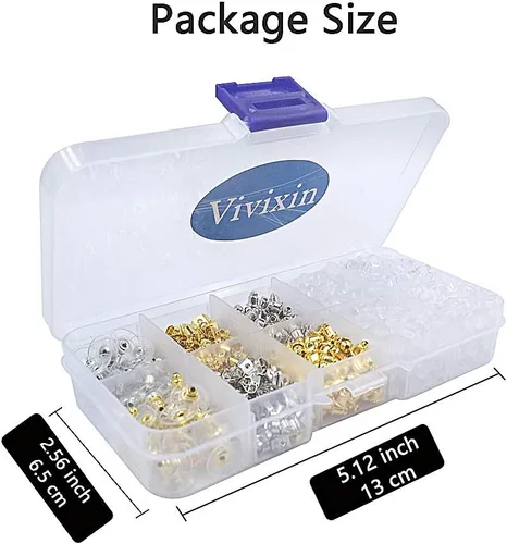 Miniatura 7 de 1080 piezas de repuesto para aretes de plástico de silicona para tachuelas, parte trasera de goma hipoalergénica, tapones transparentes suaves, kits