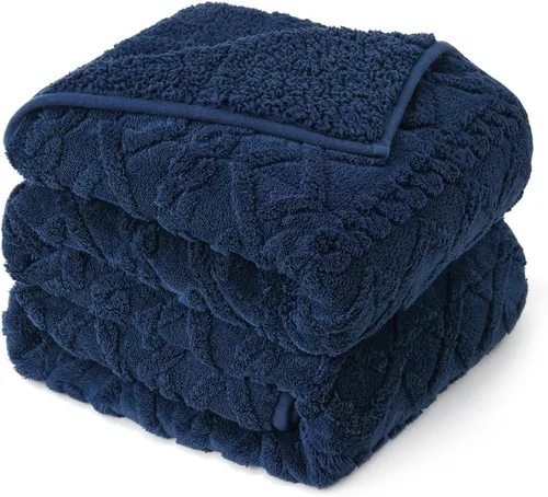 Miniatura 24 de Manta con peso de 15 libras, tamaño twin, manta con peso de sherpa a cuadros 3D de jacquard suave y elegante para adultos, manta de cama acogedora