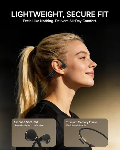 Miniatura 4 de PSIER - Auriculares de conducción ósea, auriculares Bluetooth 6.0 de oreja abierta, auriculares inalámbricos de 10 horas de reproducción