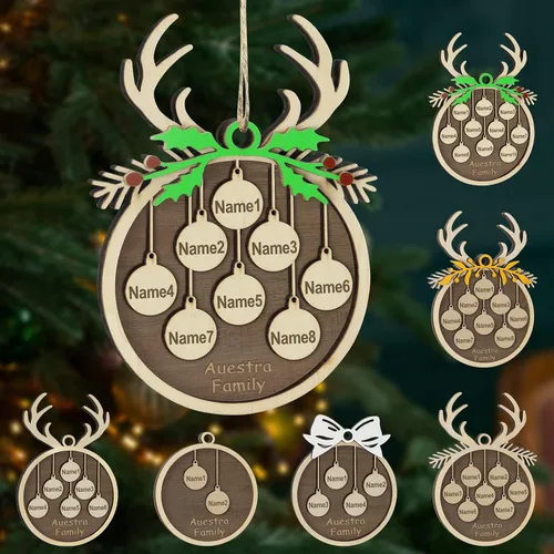 Miniatura 57 de Adornos de Navidad personalizados, familia de 1 nombre, adornos de Navidad de madera personalizados, decoración personalizada, decoración de árbol