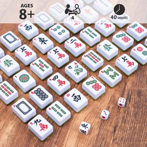 Miniatura 5 de drizzle Juego de Mahjong numerado de 1.181 in – 1.2 pulgadas portátil 146 azulejos premium – Juego de versión tradicional china – Manual para Verde