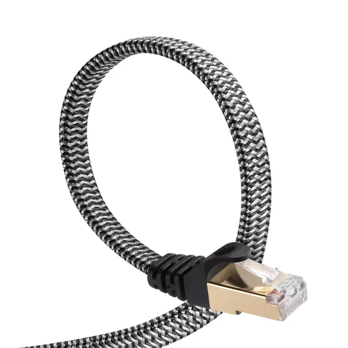 Miniatura 13 de Cable Ethernet Cat 8 DanYee, 3 pies, de nailon trenzado, alta velocidad, RJ45, 2000 MHz, negro