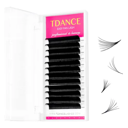 Miniatura 10 de TDANCE - Extensiones de pestañas con volumen y forma de abanico, rizado C CC D DD J B L, 0.03-0.12 mm de grosor, pestañas con volumen