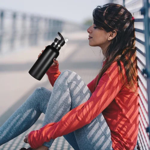 Miniatura 6 de Volhoply Botella de agua aislada para niños de 17 onzas, botellas de agua de acero inoxidable con tapa con pajilla, botella de agua de metal al