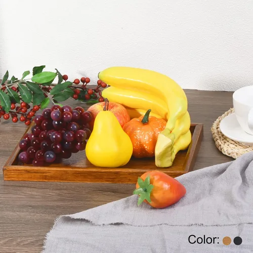 Miniatura 5 de PATIKIL Bandeja de madera para servir de 12 x 8 pulgadas, base exterior rectangular decorativa para decoración del hogar, mesa de cocina