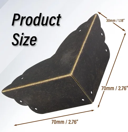 Miniatura 5 de BokWin 4 protectores de esquina de metal para muebles, 2.76 x 2.76 x 1.18 pulgadas, cubiertas de esquina de seguridad de bronce antiguo, protector