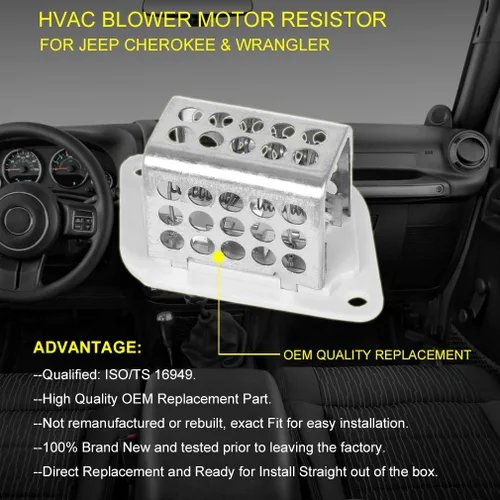 Miniatura 6 de FAERSI Reemplazo de resistencia del motor del ventilador de HVAC para Jeep Cherokee 1997-2001, Jeep Wrangler RU-353, 4864957, 3A1101, RU1046, CR158