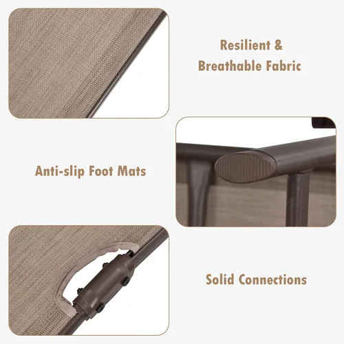 Miniatura 9 de Tangkula Sillón plegable para exteriores, tumbona reclinable con respaldo ajustable de 5 posiciones y reposapiés de 2 posiciones, no requiere Marrón