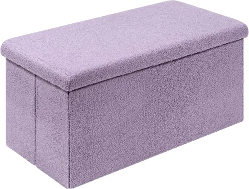 Miniatura 21 de PINPLUS Otomanas otomanas de almacenamiento con forma cuadrada con reposapiés de almacenamiento para sala de estar, asiento otomano Boucle para Negro