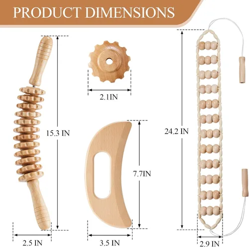 Miniatura 6 de 3 Piezas Herramientas de Masaje de Terapia de Madera Masajeador de Drenaje Linfático Masajeador de Madera Herramientas de Escultura Corporal