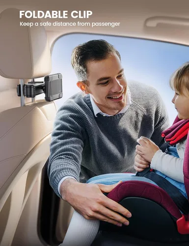Miniatura 4 de Lamicall Soporte para Tableta de Reposacabezas de Coche - [Bloqueable] [Compatible con Fundas Gruesas] [Clip Plegable] Soporte para Tableta